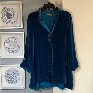 NWT John Mark Women’s Velvet Wire Collar 3/4 Sleeve Tunic Top Blouse Size XL